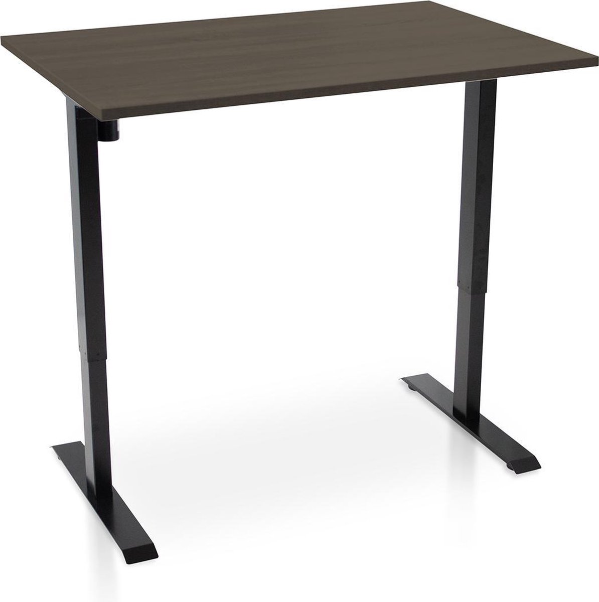 Zit-sta bureau elektrisch verstelbaar - MRC EASY | 120 x 80 cm | inclusief stekkerdoos en kabelklemmen | frame zwart - blad bruin eiken