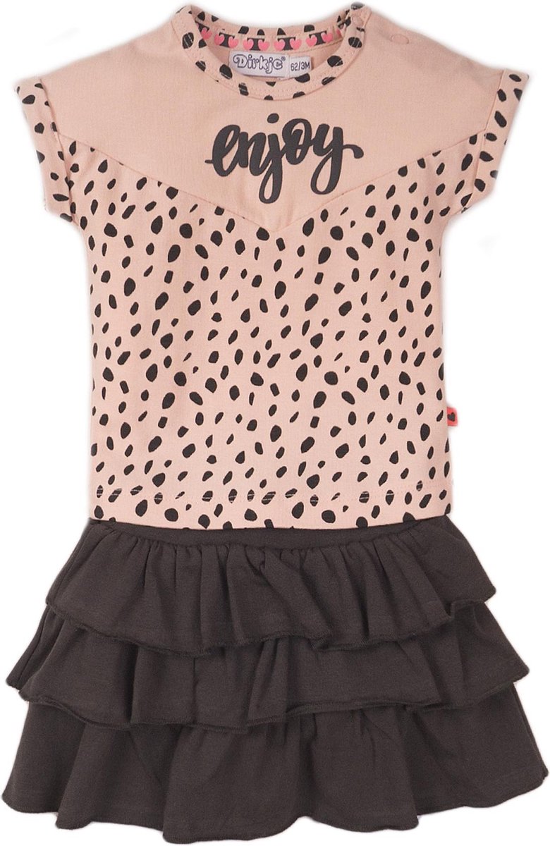 Dirkje - Girls 2 pce babysuit skirt Smokey pink + smokey grey - maat 86