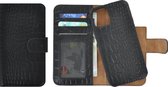 iPhone 12 Pro Max hoesje - Wallet case - Portemonnee Hoes 2in1 Uitneembaar Echt leer Book case Croco Zwart