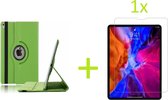 Geschikt voor Apple iPad Air 4 (2020) 10.9 inch Multi Stand Case - 360 Draaibaar Tablet hoesje - Tablethoes - Groen + 1x Screenprotector