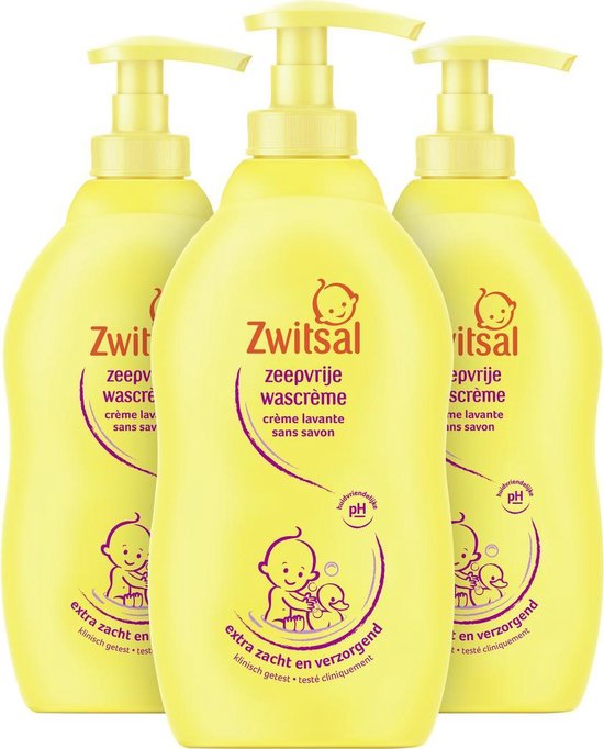 Kosciuszko Zwart kijken Zwitsal Baby Zeepvrije Wascrème - 3 x 400 ml - Voordeelverpakking | bol.com