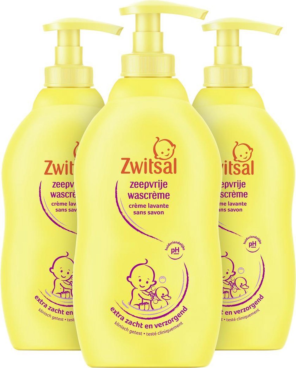 Goedkoopste Zwitsal Baby Zeepvrije Wascrème - 3 x 400 ml - Voordeelverpakking