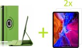 Geschikt voor Apple iPad Air 4 (2020) 10.9 inch Multi Stand Case - 360 Draaibaar Tablet hoesje - Tablethoes - Groen + 2x Screenprotector
