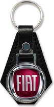 Sleutelhanger - Fiat - Leer - Leather - Metaal - Auto