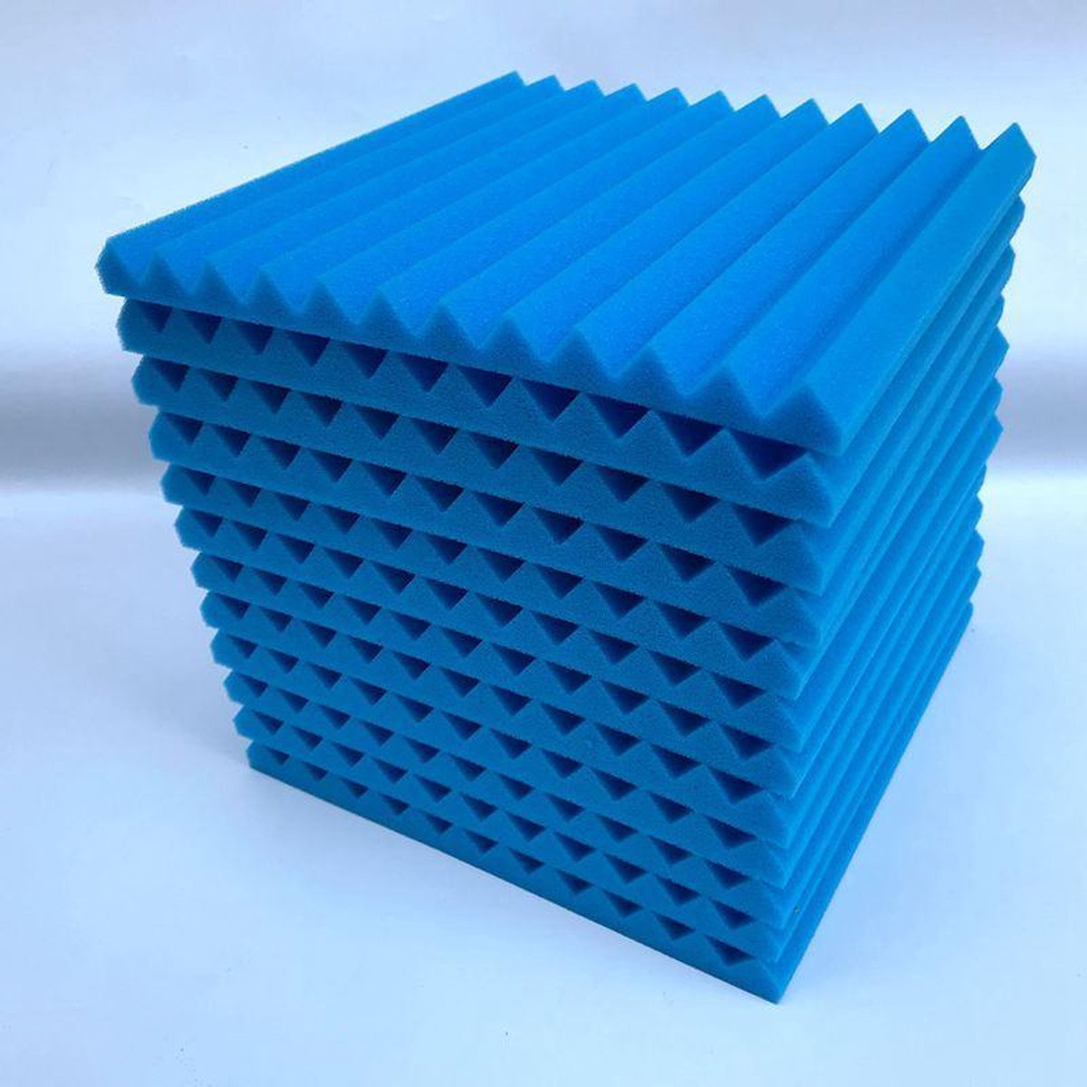Geluidsisolatie - 12 Stuks - Blauw Noppenschuim Wedge - 30 x 30 x 2.5 cm - Akoestisch Studioschuim - Isolatieplaten - Isoleren van Geluid - Studio