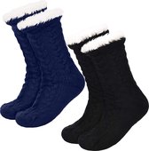 JAXY Huissokken - Huissokken Dames en Heren - Verwarmde sokken - Anti Slip Sokken - Fleece Sokken - Dikke Sokken - Fluffy Sokken - Slofsokken - Warme Sokken - Bedsokken - Gevoerde