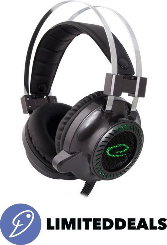 Gaming headset Over Ear verstelbaar DELTA BLACK 460 – Met LED verlichting, ingebouwde microfoon & volumeregeling – Ultra soft Eco Leer oorpads -…