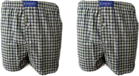 Embrator 2-stuks mannen Boxershort geweven katoen wit/blauw/turquoise XXL