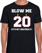 20 jaar cadeau t-shirt blow me its my birthday - zwart - heren - 20ste verjaardag kado M