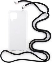 Shop4 - Samsung Galaxy A42 5G Hoesje - Zachte Back Case met Koord Zwart