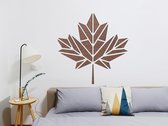 HOUTEN WANDDECORATIE / WOODEN WALL DECORATION - GEOMETRISCHE MUURDECORATIE / GEOMETRIC WALL ART - ESDOORNBLAD / MAPLE LEAF - 50 x 50cm - DONKER HOUT / DARK WOOD - ORIGAMI DESIGN WA