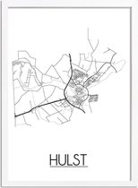 Hulst Plattegrond poster A4 + Fotolijst wit (21x29,7cm) - DesignClaudShop