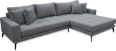 Vila bank, chaise longue 3 pers. rechts- en linksgericht met 4 kussens, stof lichtgrijs.