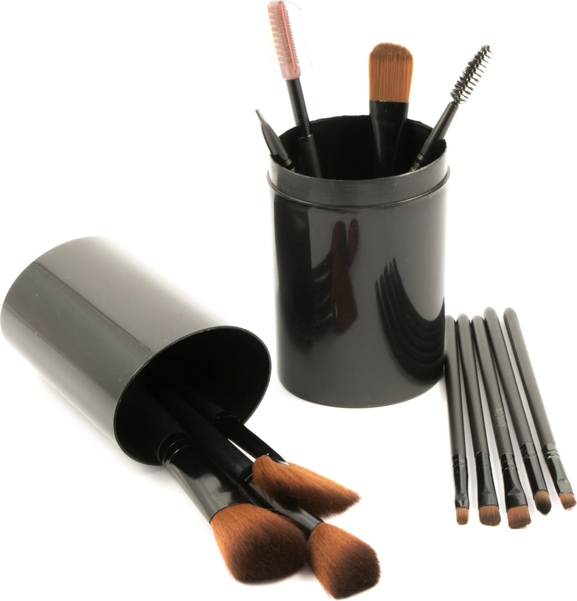 SouSou Beauty® 12 Delige Make-up Kwasten Set in een Mooie Koker - Make-up brush set - Zwart - SouSou Beauty