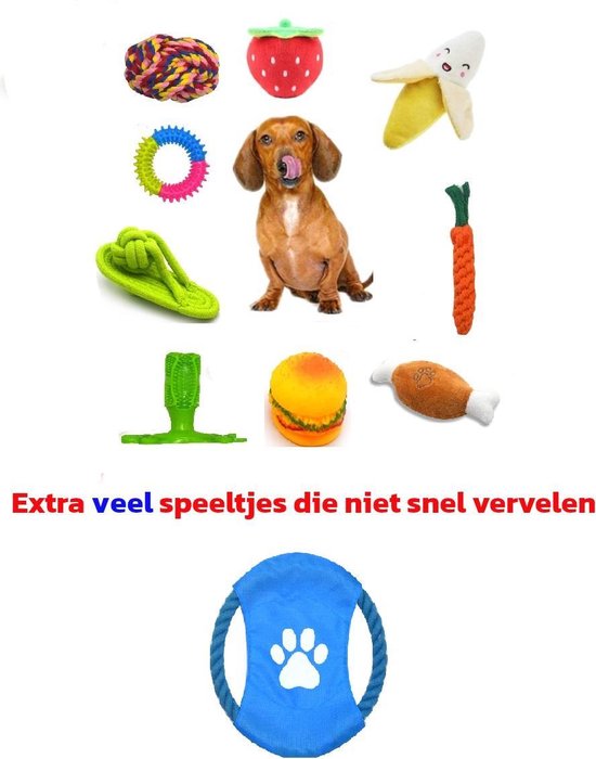Honden speelgoed - Grootste set 16 speeltjes Met gratis Hondenfluitje - | bol.com