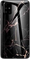 Samsung Galaxy A71 Backcover - Goud - Marmer - Gehard Glas