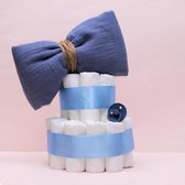 Mini Luiertaart Blauwe strik met BIBS Speen