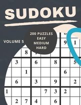 Sudoku 200 Puzzles Easy Medium Hard Volume 5: Sudoku For Adults - Answer Key Included