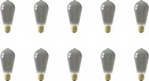 CALEX - LED Lamp 10 Pack - Filament ST64 - E27 Fitting - Dimbaar - 4W - Warm Wit 2100K - Titanium