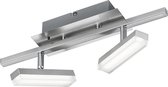 LED Plafondlamp - Nitron Brenda - 6W - Warm Wit 3000K - 2-lichts - Dimbaar - Rechthoek - Mat Nikkel - Aluminium