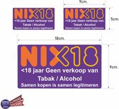 NIX 18 geen verkoop van alcohol en tabak sticker set 3 stuks.