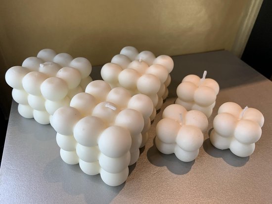 Set van 3 grote en 3 kleine bubbelkaarsen - bubbel kaars - bubble candle - bubble kaars - Paper Bricks