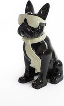 Franse bulldog zittend zwart bril