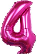 Folieballon / Cijferballon Roze XL - getal 4 - 82cm