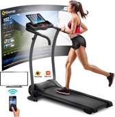 Loopband - XL loopband - Pro line - Inclusief media systeem - 12 Programma's, Cardiosensor, Kinomap-App en Zwift Coaching Multiplayer, Maxy Grip Mat, 3 Niveaus - Hometrainer - Binnen loopband