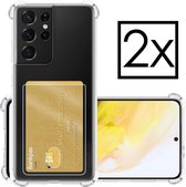 Samsung Galaxy S21 Ultra Hoesje Card Case Met Pasjeshouder Transparant - 2x