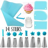 Partygoodz - Herbruikbare Spuitzak - Slagroom - Taarten Bak Set - 14 Delige Set - Decoratie Set - Taarten en Cupcakes - Deegschrapers- Herbruikbare Spuitzak