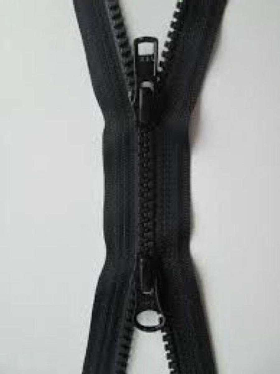 YKK DUBBEL DEELBARE RITS, ZWART, 85CM, BLOKTANDJES, PER STUK.