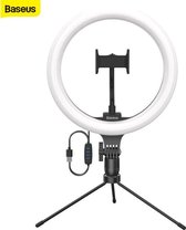 Baseus Ringlamp | Medium | 10 inch – 25,4 cm | 3 kleurenmodi | Dimbaar | Helderheid instelbaar | Ringlight | Selfie | USB | Studiolamp | Make-up | Tiktok | Vlog | Statief | Mobiele