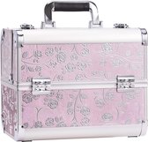 Make up koffer- make up organizer- beautycase -Rose Pink, 32x21x26cm-Make-upkoffer- multifunctionele koffer- make-upkoffer- sieradenkoffer- kapperskoffer- afneembare schouderriem-