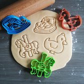 Koekjesvorm |3-delige set | Kermis | Botsauto - Paardenmolen - Eendje vangen | Cookie cutter | Uitsteekvorm | Bakvorm | 8cm