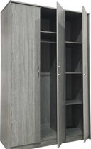 Kledingkast Amori 120cm met 3 deuren - grijze eik