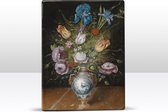 Stilleven met bloemen - Peter Binoit - 19,5 x 26 cm - Niet van echt te onderscheiden schilderijtje op hout - Mooier dan een print op canvas - Laqueprint.