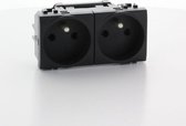 Bticino Living Light dubbel stopcontact voorbekabeld 2X2P+A 16A antraciet - L4142M2AN