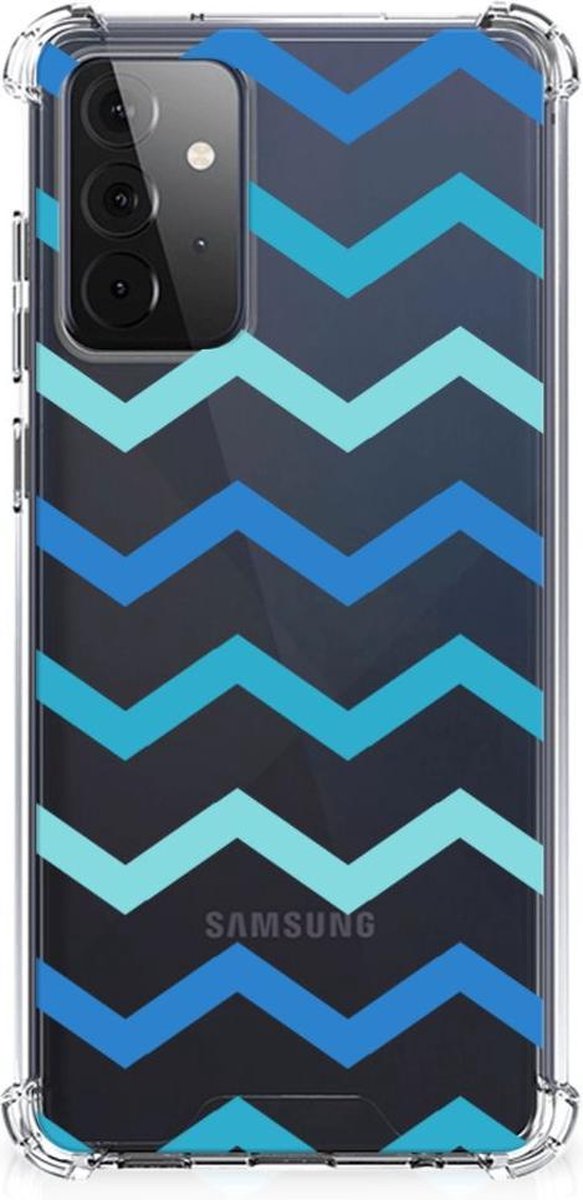 Samsung Galaxy A72 4G/5G Doorzichtige Silicone Hoesje Zigzag Blauw
