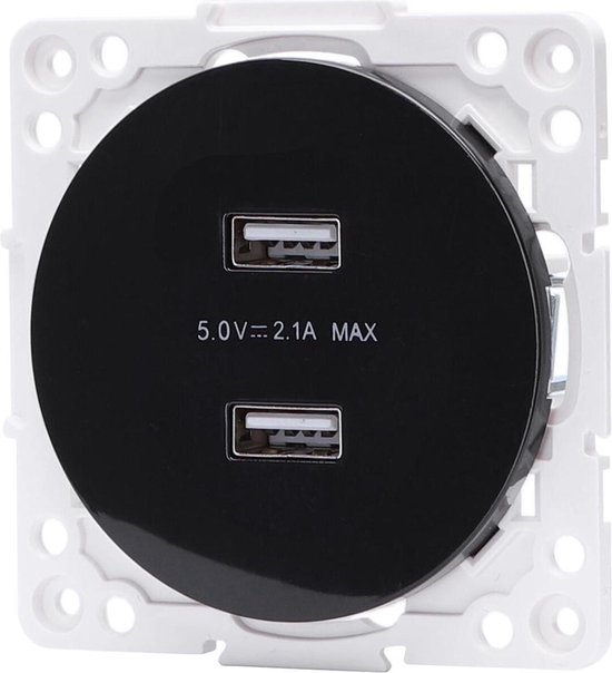 Wandcontactdoos – Igory Jura – Inbouw – Rond – Kunststof – 2-voudig USB Aansluiting – Zwart