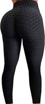 Sportlegging Dames High Waist maat M - Anti Cellulite / Cellulitis - Scrunch Butt - Sportbroek - Sport Legging Voor Fitness / Yoga / Vrije Tijd - Comfortabel – size M – Zwart / tik