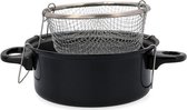 Quid frituurpan met mandje en glazen deksel 20 cm zwart