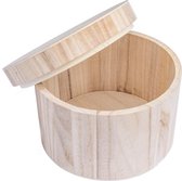 Rond houten doosje met deksel onbehandeld (Diameter 17,5 cm / Hoogte 13 cm)