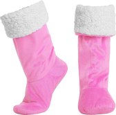 JAXY Huissokken - Verwarmde Sokken - Sloffen - Anti Slip Sokken - Warme Sokken - Fleece Sokken - Dikke Sokken - Fluffy Sokken - Pantoffels - Slof Sokken - Maat M/L - Hot Pink