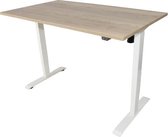 Zit-sta bureau 160x80 cm. – Elektrisch verstelbaar – Frame: wit – Blad: Natuur eik
