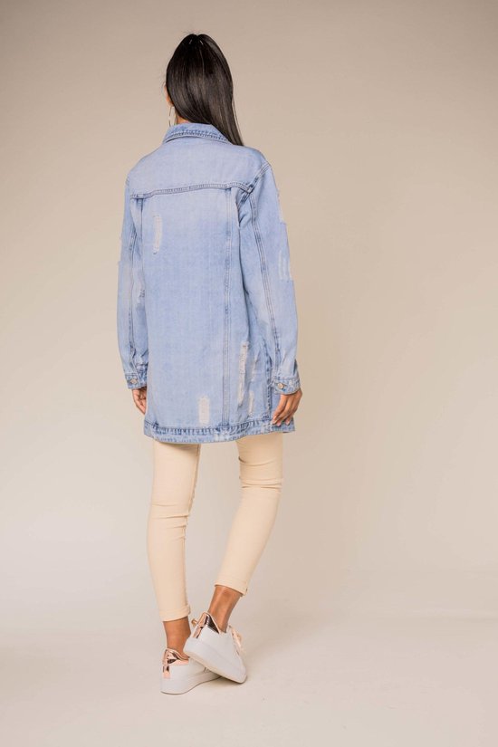 Jeans jas, spijkerjasje oversized langer model, S-502 kleur jeans, maat S (  maten S... | bol.com