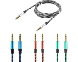 Aux Kabel Nylon Jack  Audio Kabel 3.5 Mm Naar 3.5 Mm Aux Kabel - Plug Auto aux  Voor Iphone -Samsung -Xiaomi - samsung, mp3, mp4, geluidskaart, tv, radio-recorder, auto bluetoothspeacker, notebook, computer, enz. (Grijs) - Premium Aux Kabel 1Meter