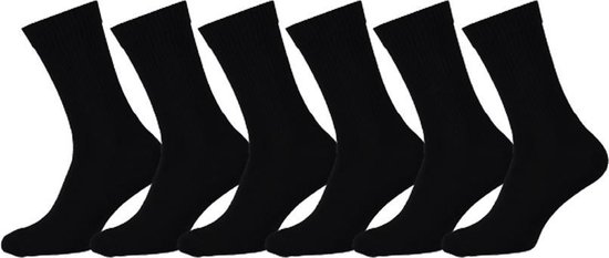 Sportsokken - Sokken heren - Sokken dames - Unisex - Zwart - 6 paar