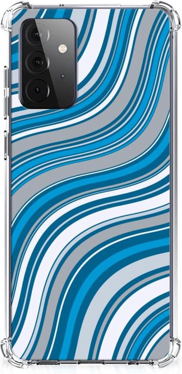 Samsung Galaxy A72 4G/5G Doorzichtige Silicone Hoesje Waves Blue