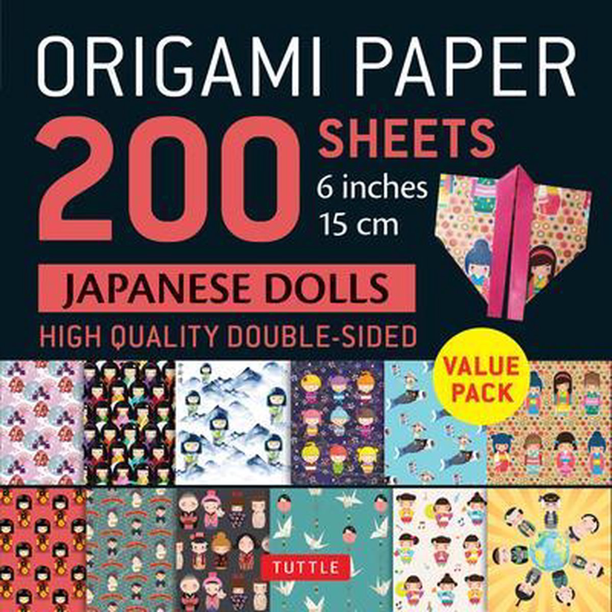 Origami Paper 200 Sheets Japanese Dolls 6 Inches 15 cm